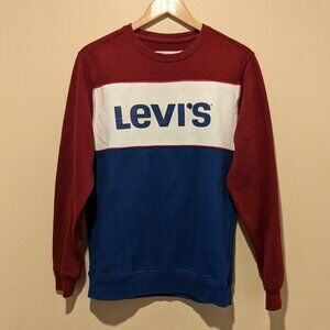 Levi's Retro Logo Color Block Sweatshirt Men's Medium - Red White Blue Crew